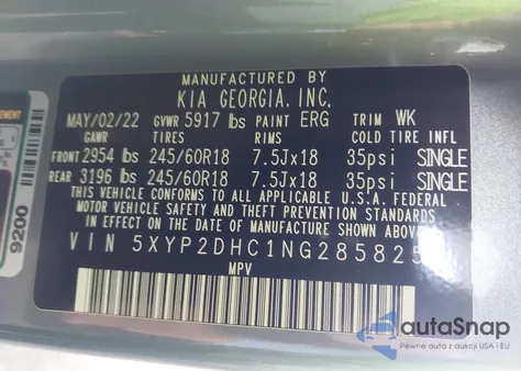 2022 Kia Telluride Lx из США, поврежденный, VIN 5XYP2DHC1NG285825